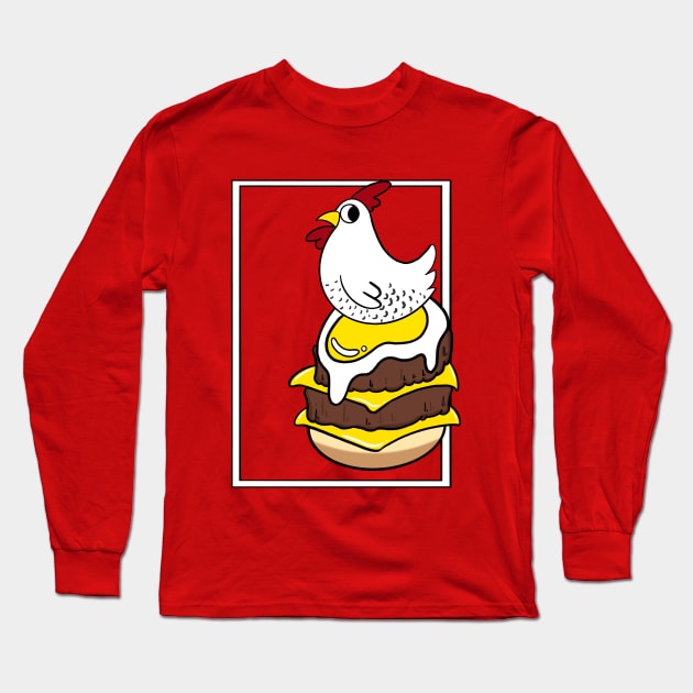 Chicken and egg burger Long Sleeve T-Shirt by Cuteful